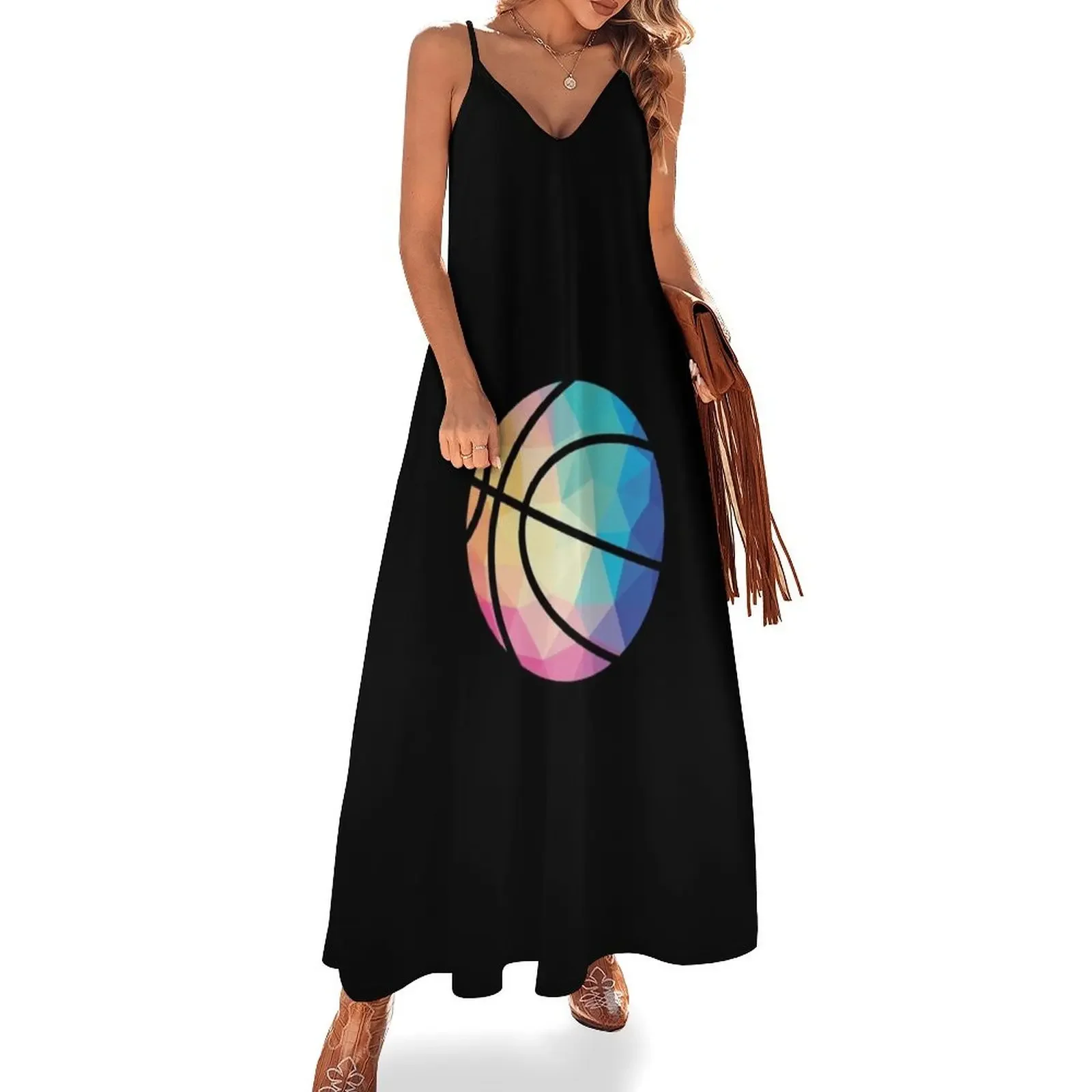 

Geometric Basketball Shape Low Poly Basketball Gift Sleeveless Dress elegant dresses for women clothes for women