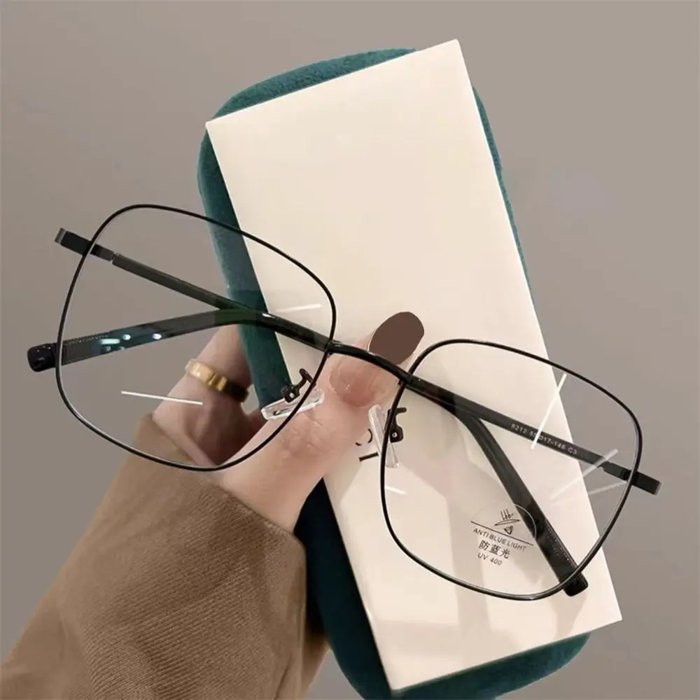 Fashion Metal Frame Anti-UV Blue Rays Glasses Women Men Big Frame Vision Care Glasses Eyeglasses Non-prescription Eyewear