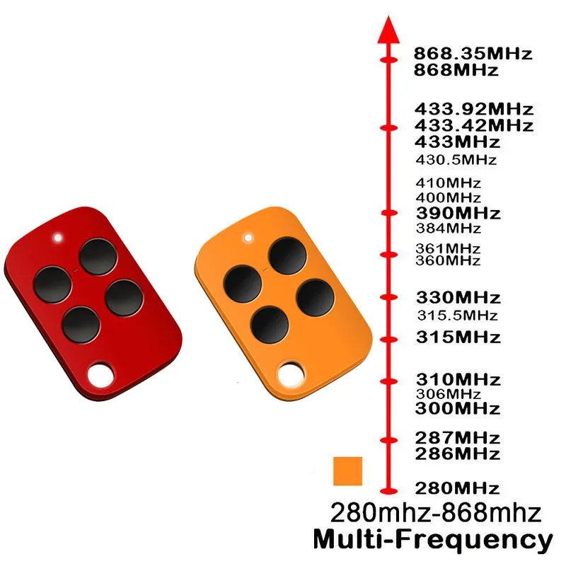 جهاز التحكم عن بعد باب المرآب متعدد التردد عالمي ، رمز المتداول والرمز الثابت ، 280-868MHz ، 4 في 1