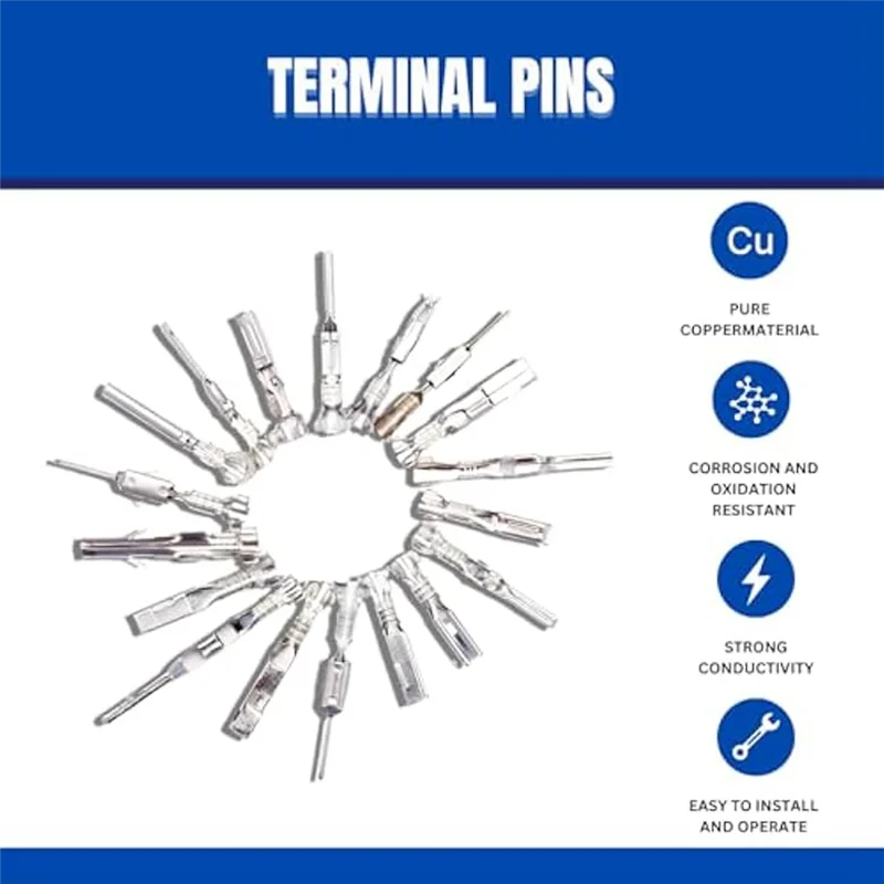 AS57-Terminal Pin Connectors Kit Automotive Terminal Removal Tool Electrical Wire Connector Pins Terminal Crimp Non-Insulated Pl