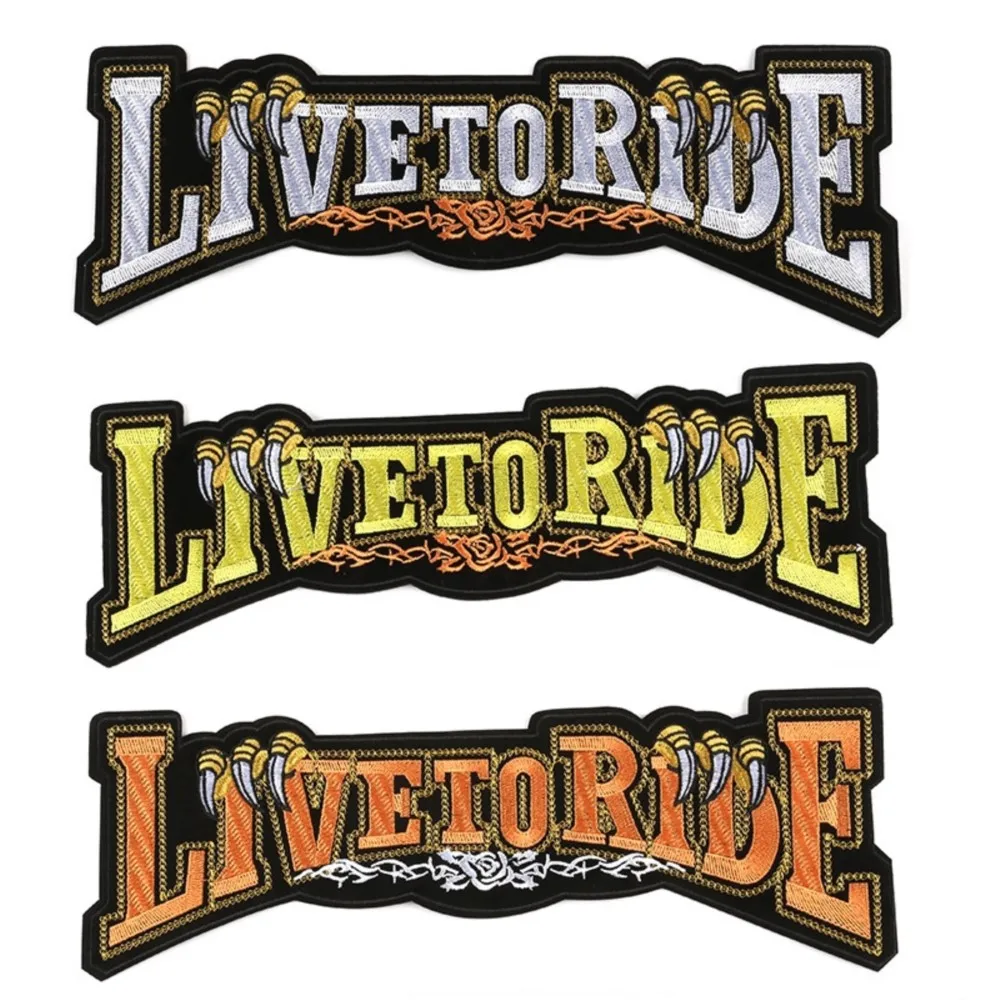 Cool Eagle Paw Live to Ride Embroidery Patches For Clothes Iron on Punk Biker Motorcycle Born To Be Free Applique Stripe Sticker