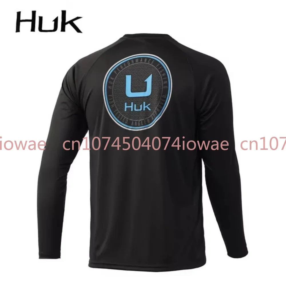 

Рыболовный костюм HUK, футболка с длинными рукавами и круглым вырезом, мужской летний солнцезащитный костюм, быстросохнущий дышащий рыболовный костюм