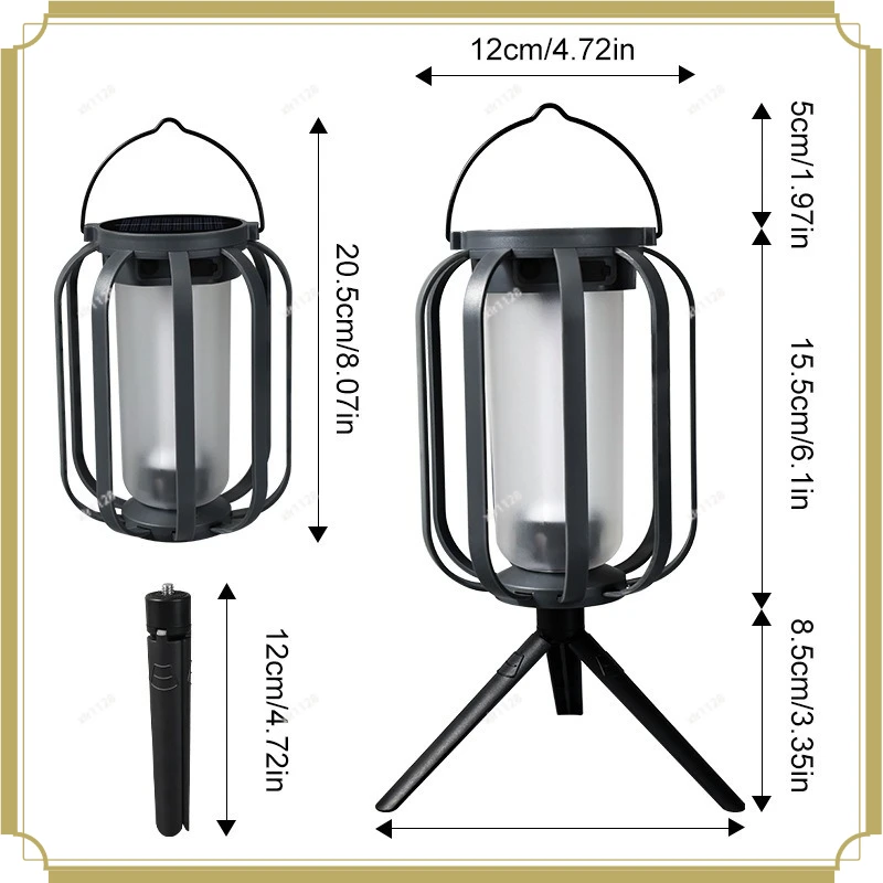 Solar Powered Flame Camping Lantern Patio Hanging Decor Light Outdoor Atmosphere Lamp Tripod Light