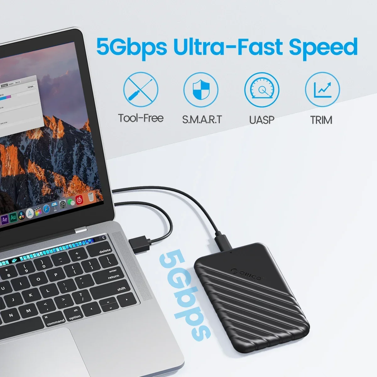 ORICO MicroB USB3.0 2.5 Inch External Hard Drive Enclosure SATA 5Gbps Support UASP for PC Laptop - HDD/SSD Case