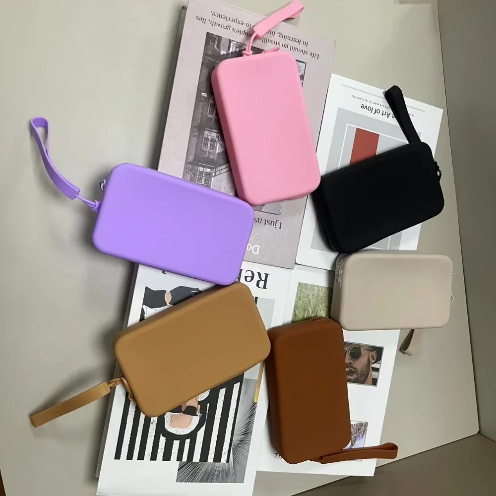Fashion Multifunction Rectangular Wallet Space Saving Silicone Carrying Handbags Waterproof Coin Purse Men Women Coin Money