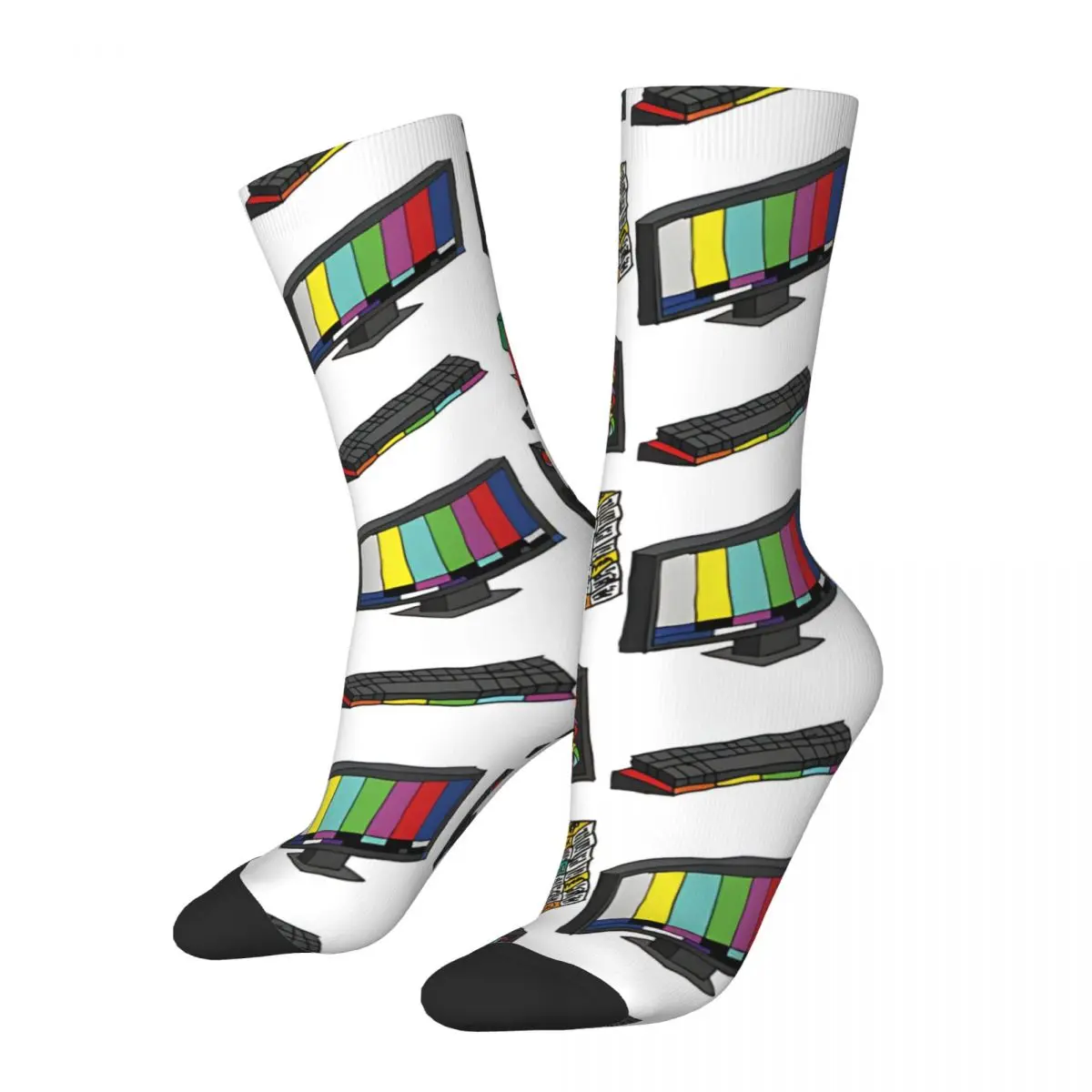 Retro Virgil's Computer Pattern Men's compression Socks Unisex Harajuku Pattern Printed Novelty Crew Sock