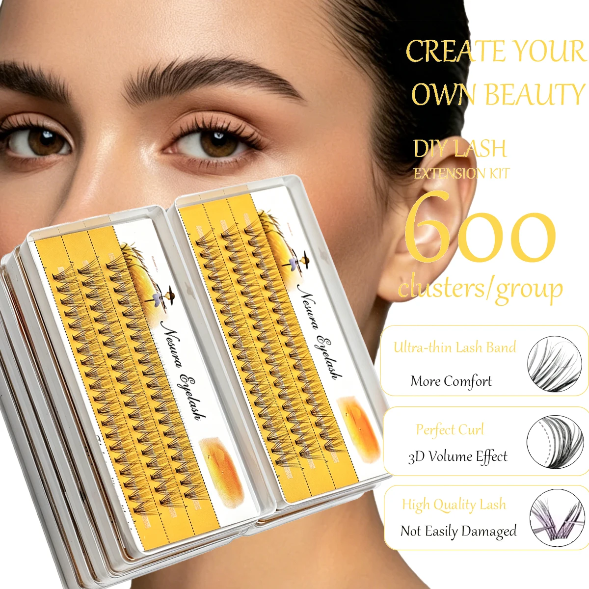 Lashes 10pcs/Lot Cluster Lashes 3 Rows 10D/20D/30D/40D/50D Bundles Natural Style Individual Eyelashes Handmade Supplier
