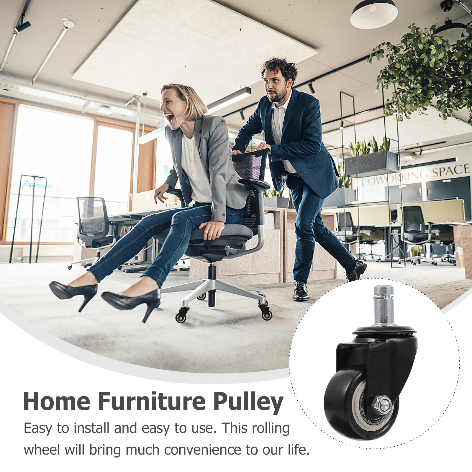 

5 pcs PU Zinc Alloy Caster Wheels for Office Chair Cabinet Furniture Smooth Quiet Swivel Omnidirectional Rolling Easy