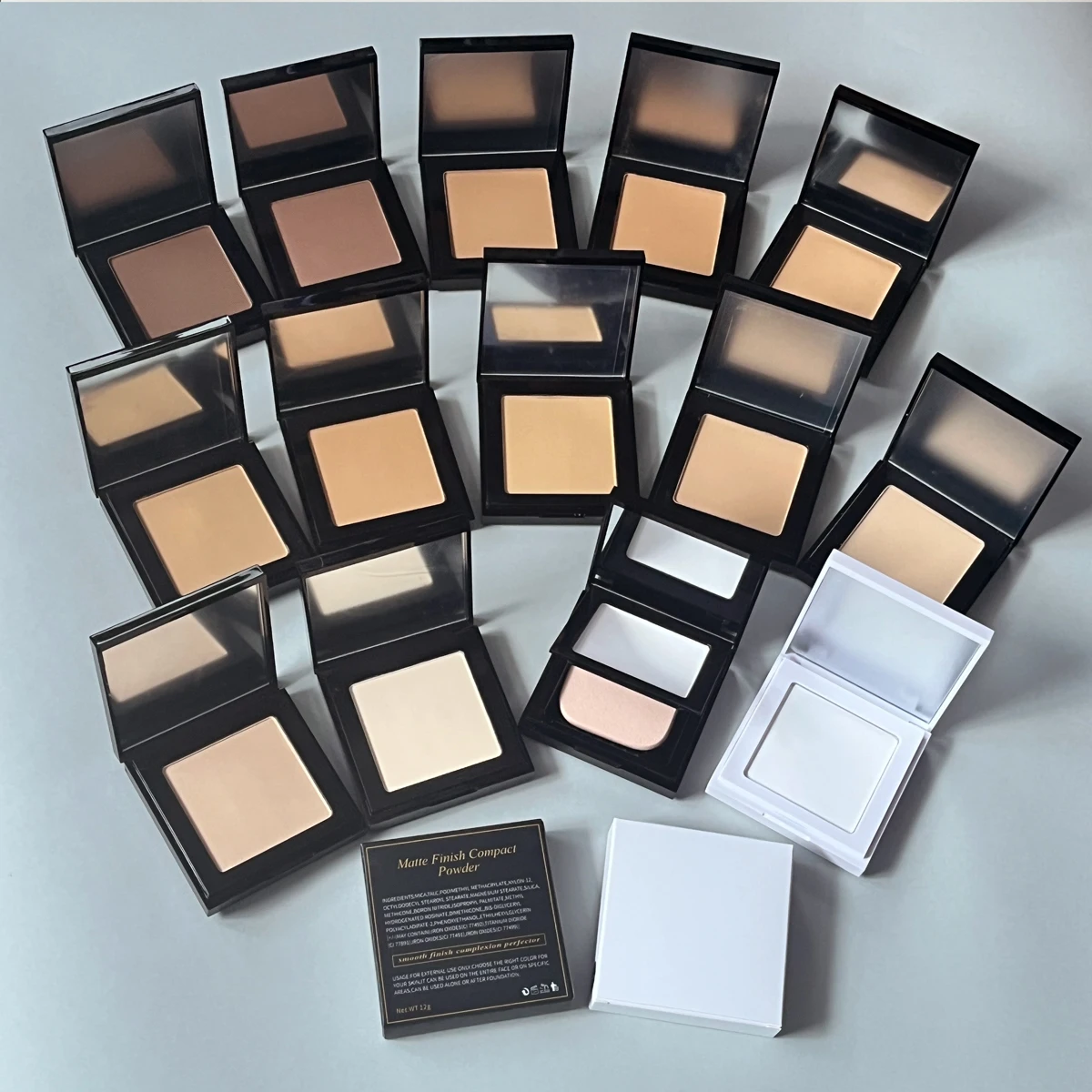 

10pcs Private label Matte Pressed Powder Oil Control Makeup Face Setting Powder Wholesale Waterproof Full Coverage Foundation