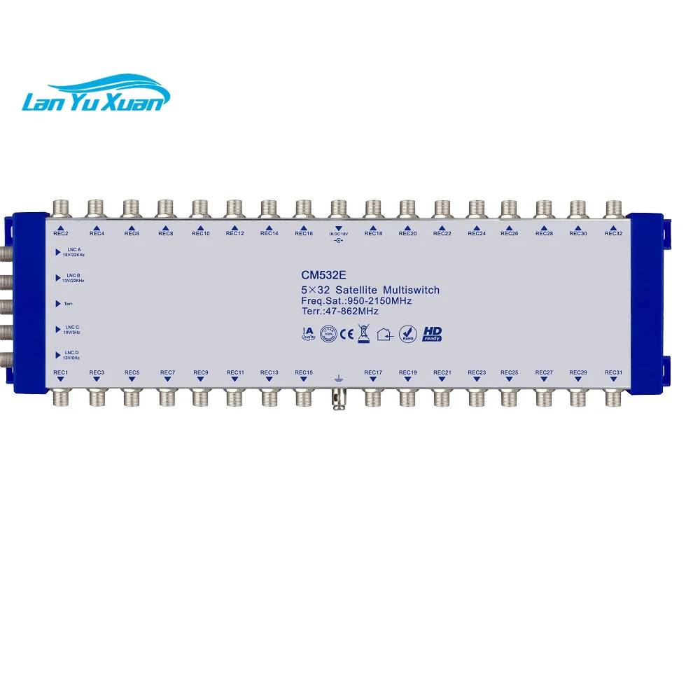 DIGICAST 5/32 5 Into 32 Wide Band Digital Switch with Satellite Internet Service Metal Construction Powered by External Adaptor