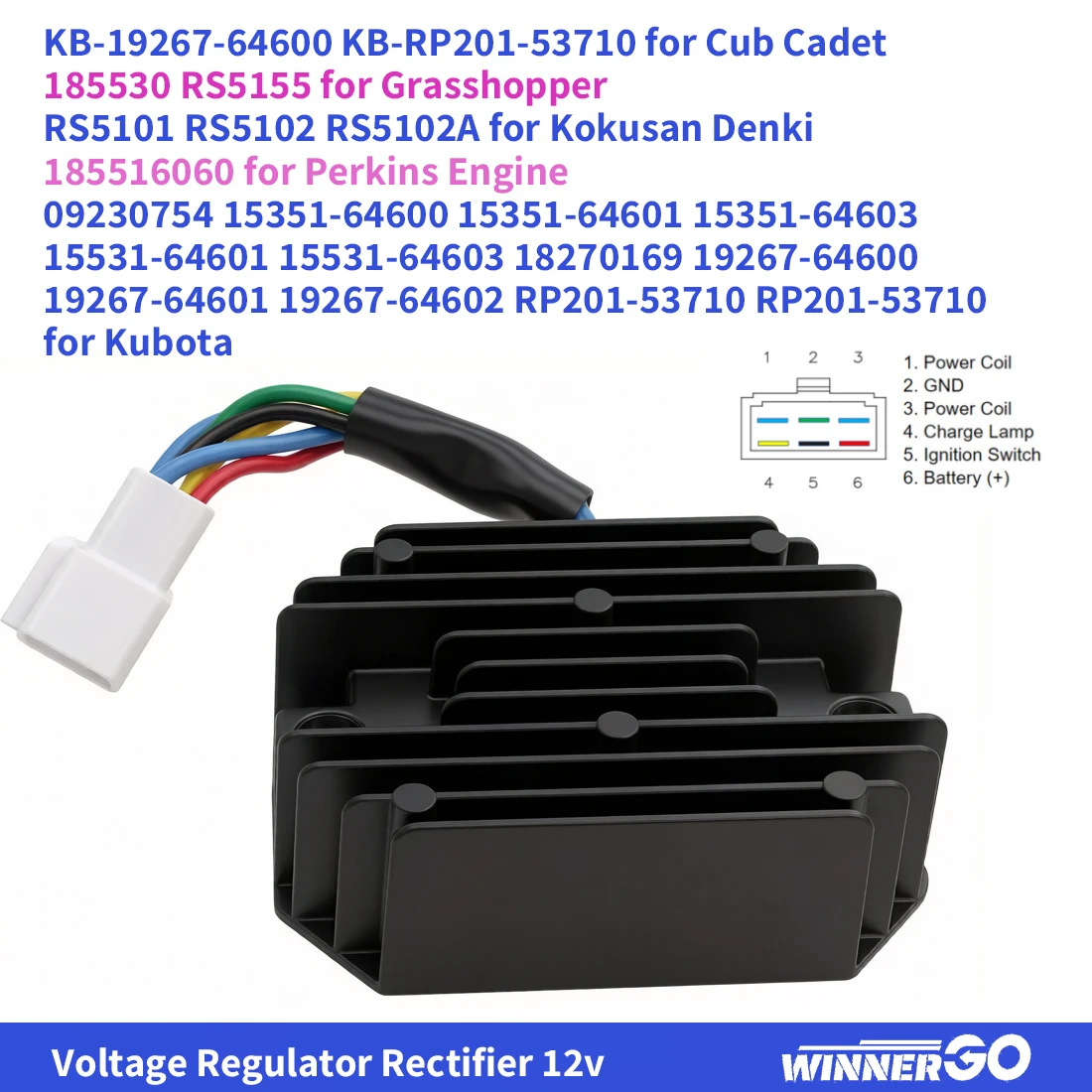Regulador Rectificador de Voltaje 12V 15531-64603 para Kubota ZD18 ZD21 ZD25 K008 KH007 KH35 RTV500 Yanmar 186D 1983 YM122 YM126 YM140