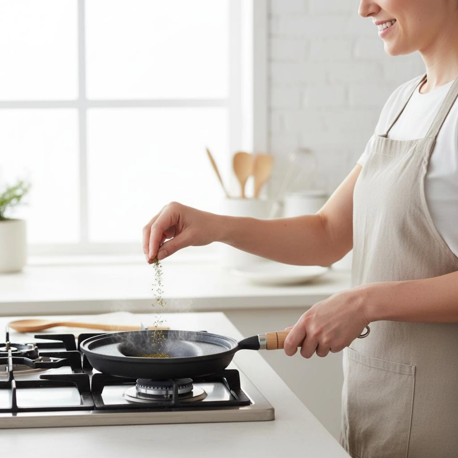 Cast Iron Omelette Pan Uncoated Cast Iron Frying Pan Kitchenware Dark Surface Hanging Loop for Stovetop