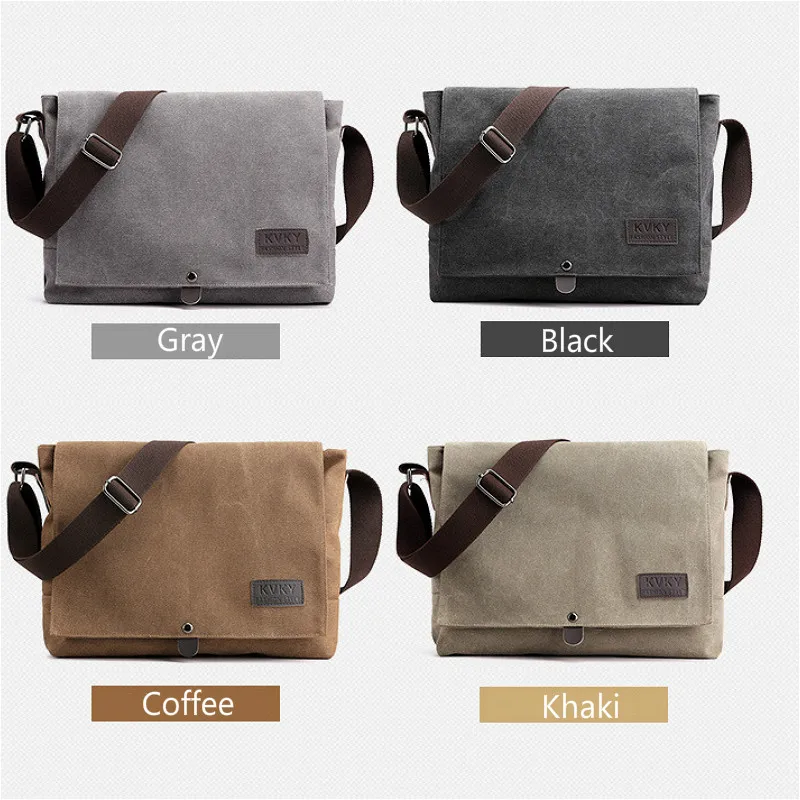 Men\'s Canvas Messenger Shoulder Crossbody Bags Man New Fashion Cross Body Bag Casual Solid high workmanship Male Bag 2021 bolso