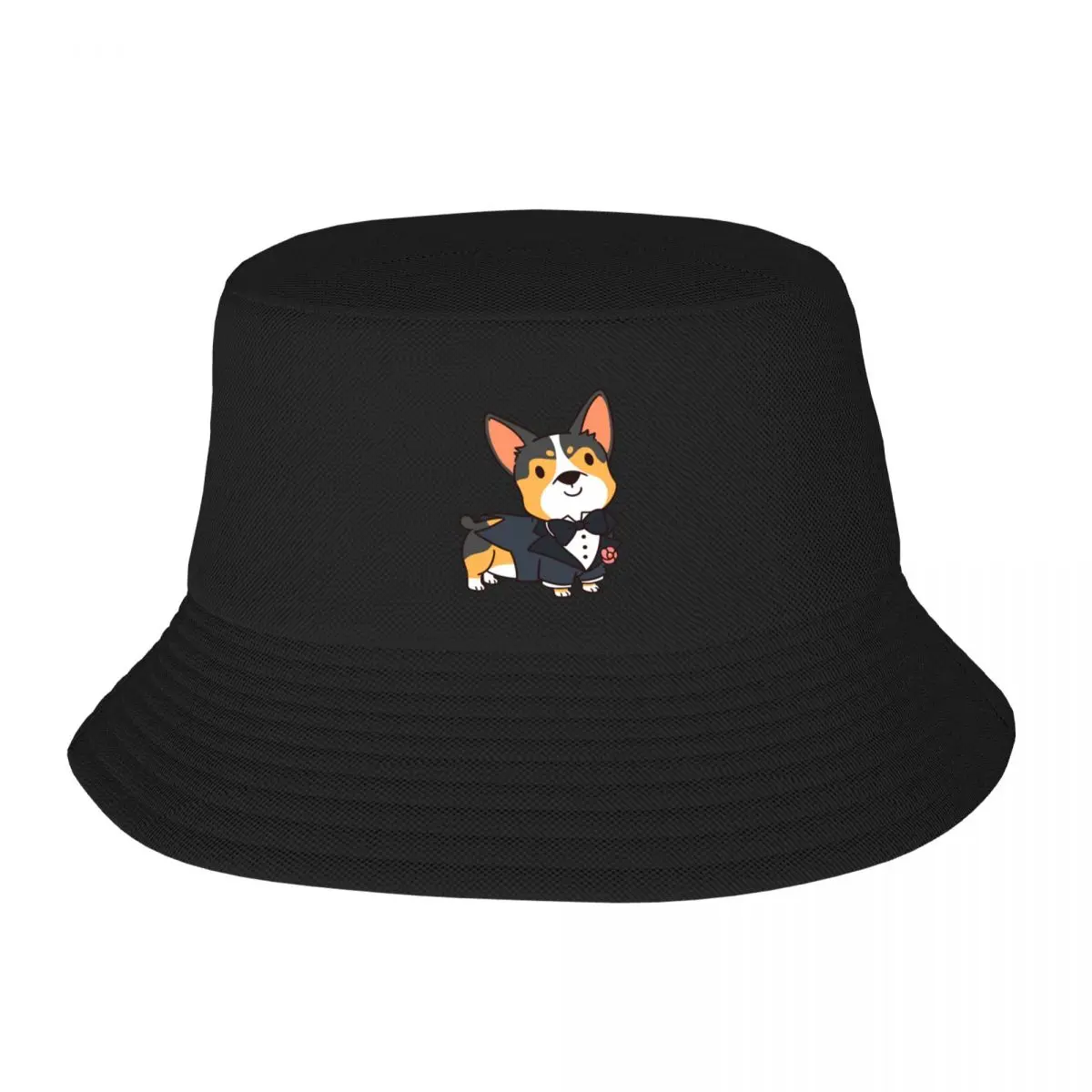 

Groom Tri Color Corgi Wedding Bucket Hat Military Tactical Cap Golf Hat Man Visor Sunscreen Elegant Women's Hats Men's