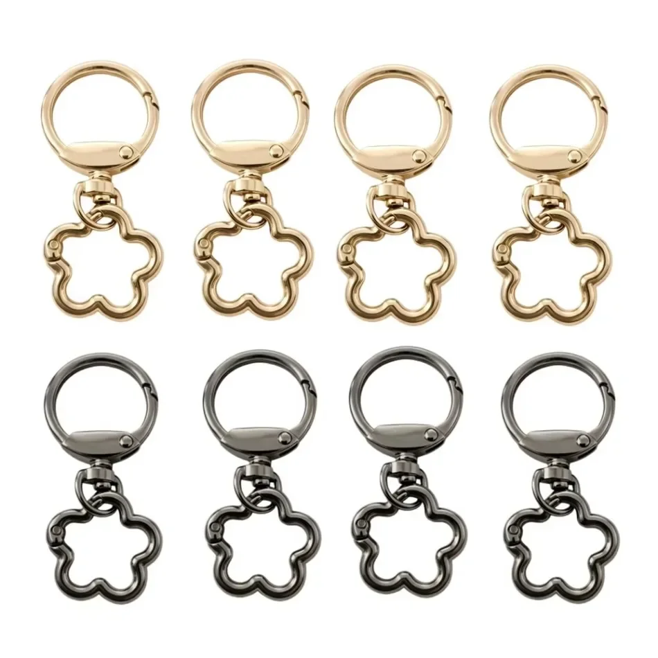2-50Pcs flower-Shaped Snap Keychain Clips with Round Spring O Rings for Lanyards DIY Crafts Keychains Attachments Accessories