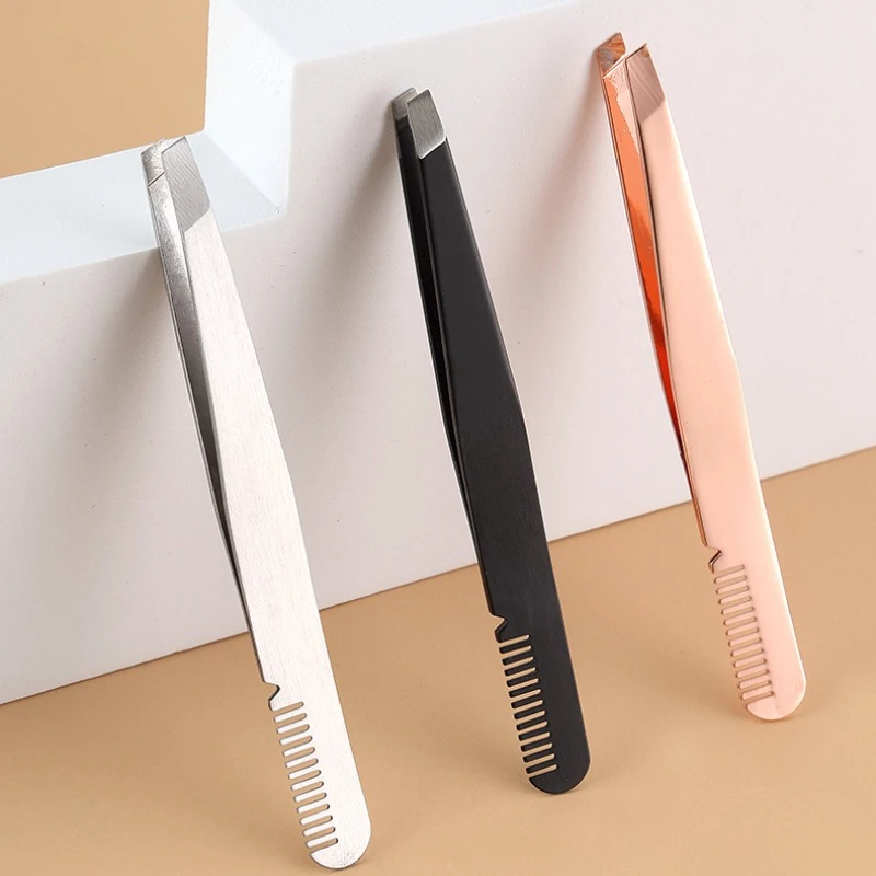 Pinzette per piegaciglia inclinate placcate in oro in acciaio inossidabile Pinzette per depilazione sopracciglia Pinzette molto rilassate e molto senza sforzo