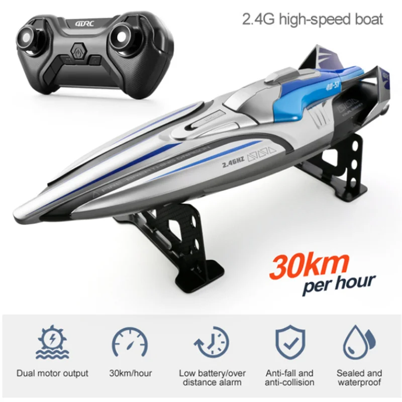 

30KM/H RC High Speed Racing Boat Speedboat Remote Control Ship Water Game Kids Toys Children Birthday Gift