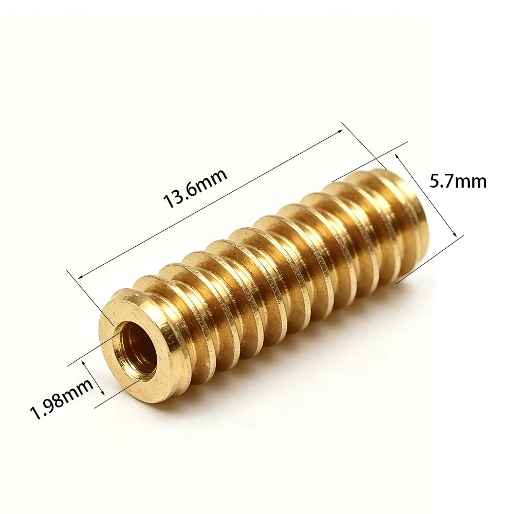 13.6x5.7mm 0.5 Module Copper Worm Pinion for BMCU DIY Toy Motor Reduction Worm Gear W13.6x5.7-2A 0.5M
