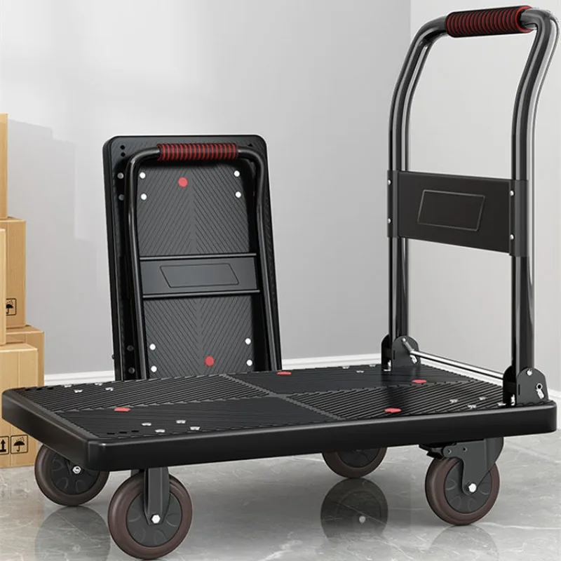 Flat truck silent folding trolley trolley trolley truck trailer truck pulling goods four wheels portable household lightweight
