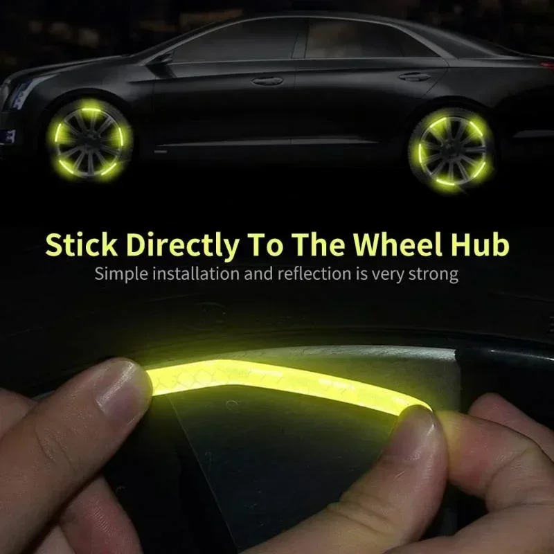 Car Wheel Hub Reflective Stripes Door Safety Opening Warning Sticker Tape Fluorescent Auto Rear Warning Reflective Tape