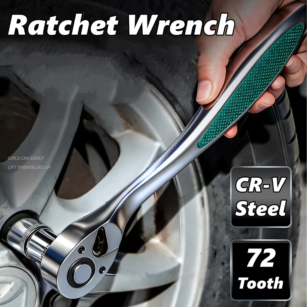 72 Tooth Quick Ratchet Wrench 1/2 1/4 3/8 3 Size Flying Wrenches Two-way Socket Wrench Repair Tools for Vehicle Bicycle