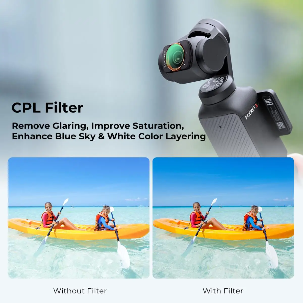 Filtr CPL K&F Concept do DJI OSMO Pocket 4 OSMO Pocket 3, filtr polaryzacyjny do kamery sportowej, filtr z powłoką wielowarstwową — zdjęcie produktu 5