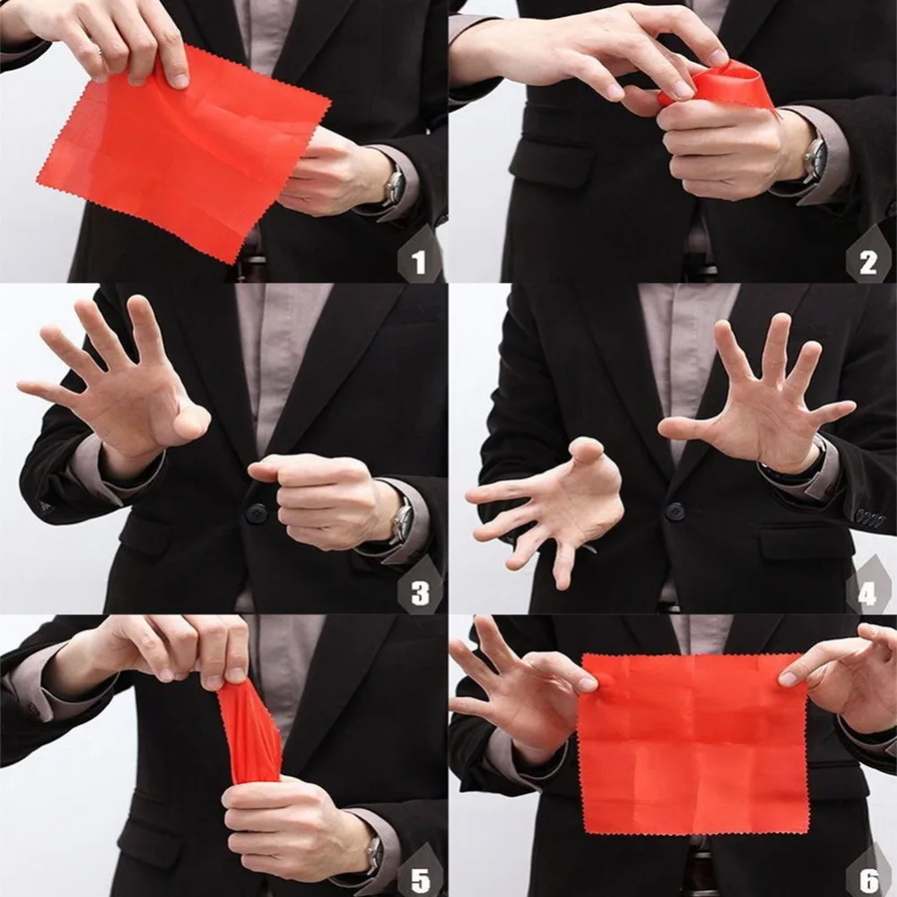 Fashion Finger Magic Tricks phantasy Props Close Up Vanish Appearing Plastic Finger Thumb Tip Red Silk Clothing