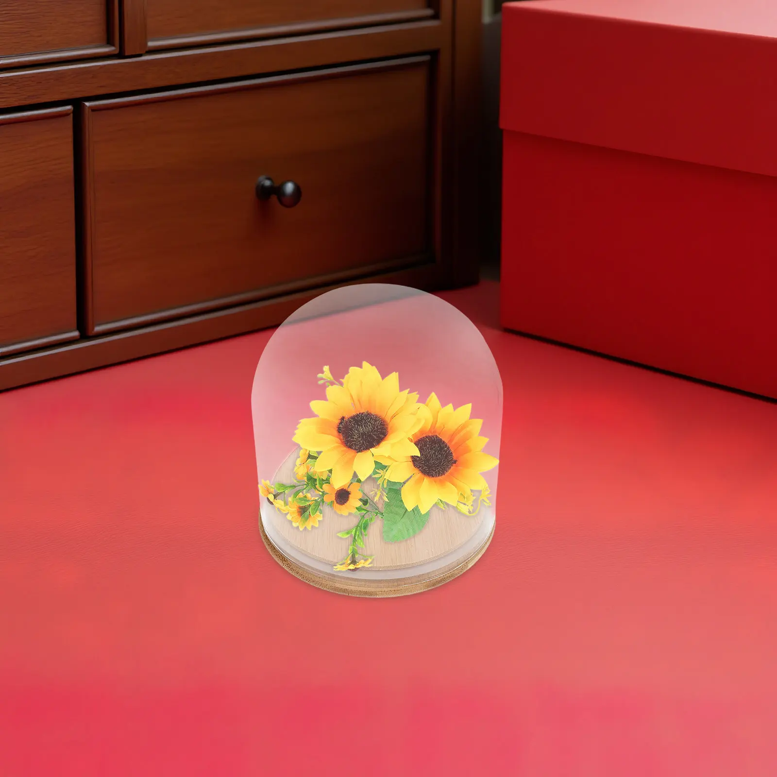 

Glass Dome Display Case with Base - Transparent Bell Jar Cover for Preserved Flowers Home Office Decoration Elegance