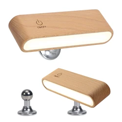 Veilleuses LED magnétiques en bois de hêtre, portables et pivotantes à 360 °, en noyer noir, lampe de chevet murale pour chambre à coucher, Table de lecture