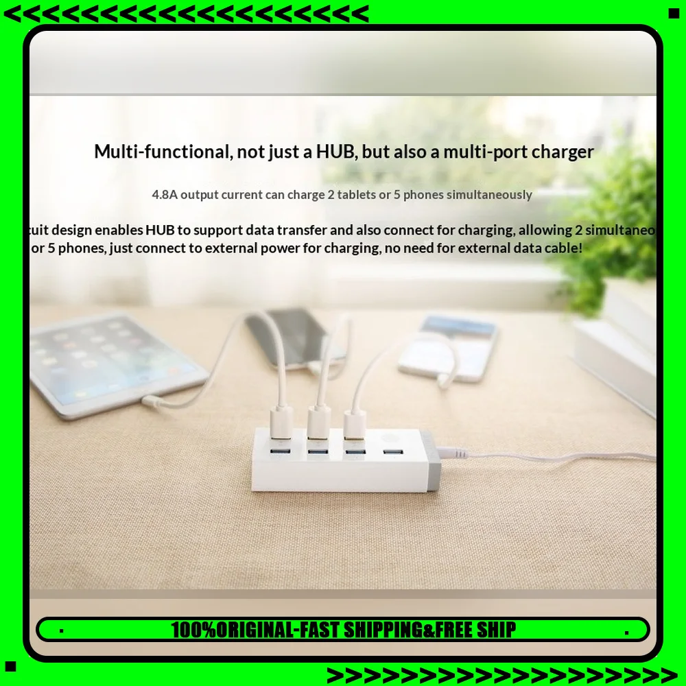 UGREEN CR116 7 Port USB 3.0 Hub with Power Adapter High Speed Data Splitter for Laptop PC Computer