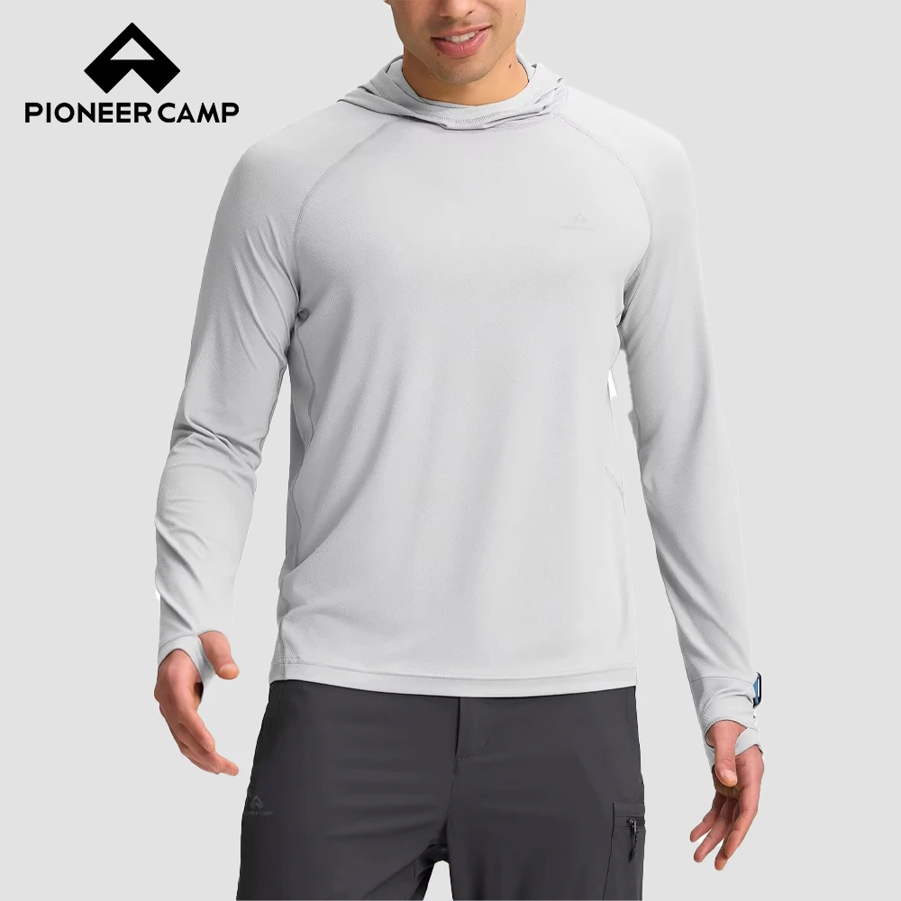 

Мужская солнцезащитная рубашка-худи Pioneer Camp с UPF 50+, длинным рукавом, быстросохнущая, с отверстиями для больших пальцев, окном для часов, для рыбалки, туризма, гольфа