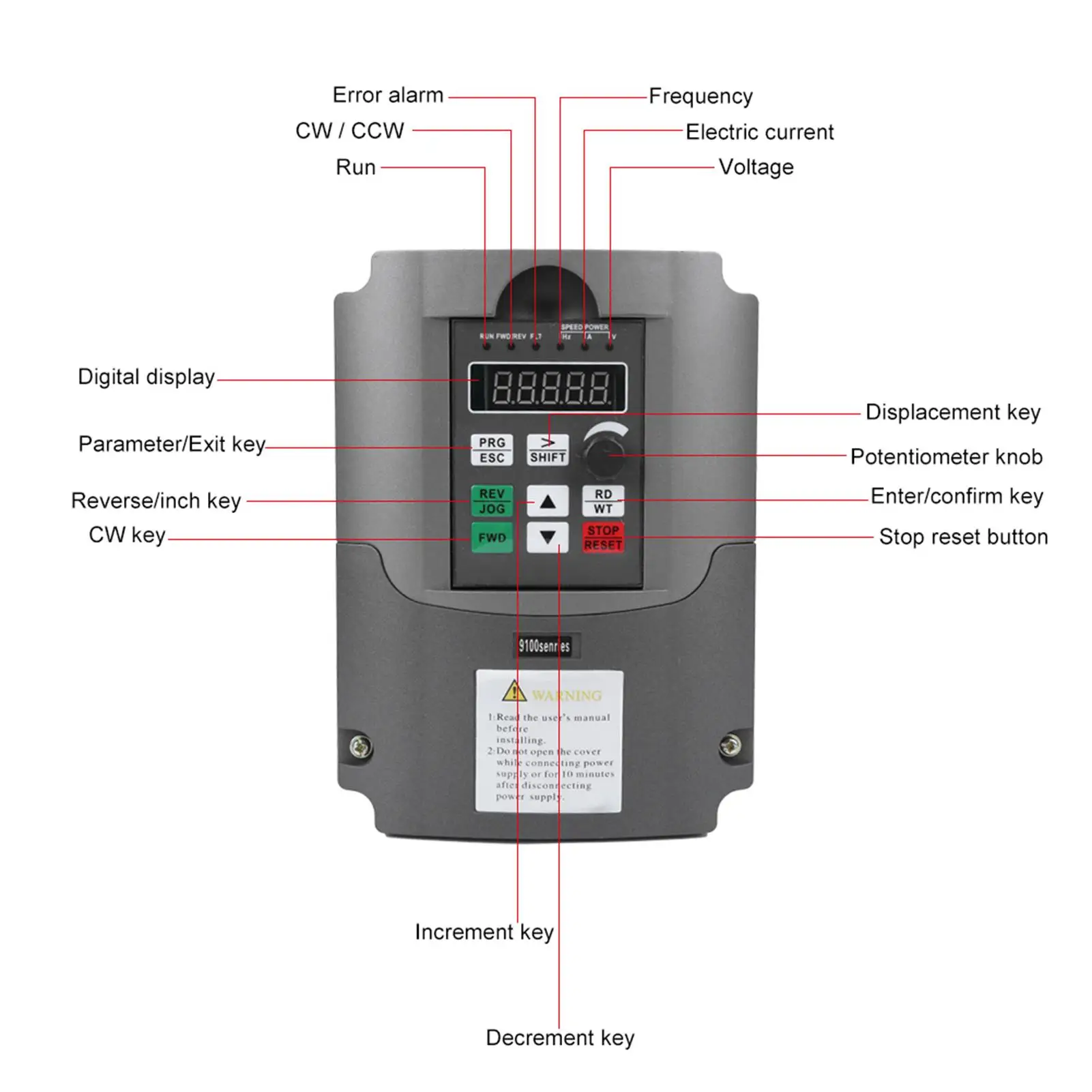 Inversor de frequência variável NFLIXIN 9100-1T3‐00550G Inversor monofásico para 3 fases 380V Controlador de motor 5,5KW