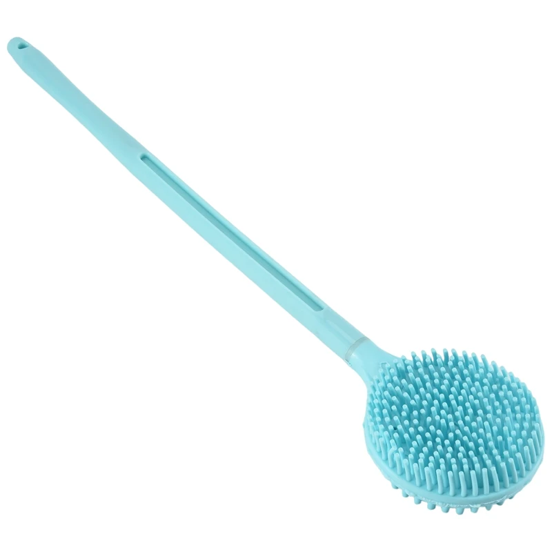 Double-Sided Shower Body Brush Silicone Long Handle Bathroom Wash Brush Bathing Massage Back Body Exfoliating Brush