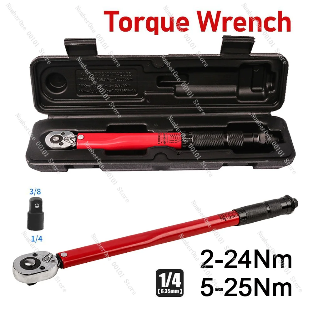 2-25N.m Torque Wrench 1/4 Precise Reversible Ratchet Torques Key Professional Bicycle Motorcycle Car Automotive Tool