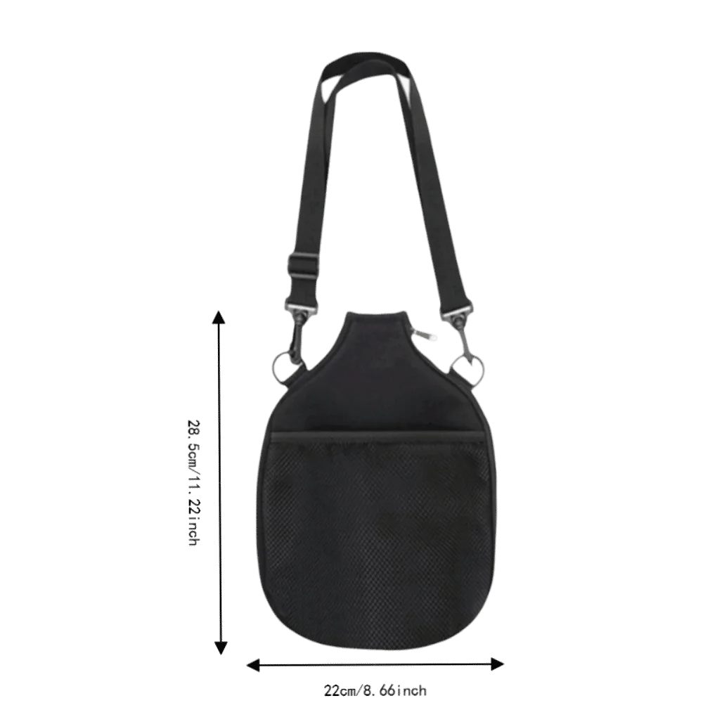 Adjustable Shoulder Strap Paddle Cover Bag Detachable Clips D-Ring Attachments Pickleball Paddle Bag Top Carry Loop Mesh Pocket