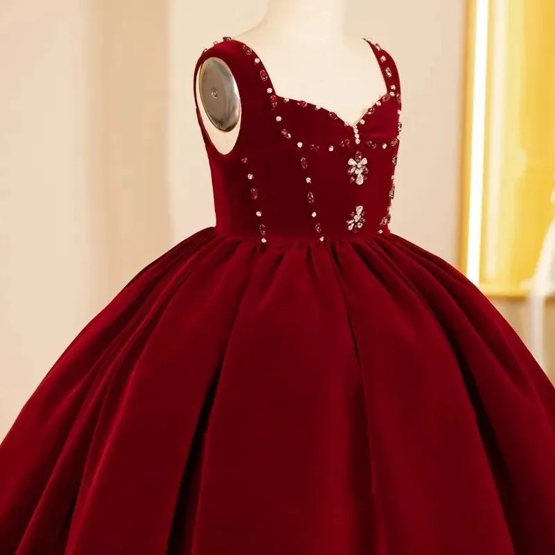 Neues Prinzessin-Hochzeitskleid für Mädchen, Klavierkostüm für Gastgeber, Geburtstagsfeier, Mädchenkleider A4788, Brautjungfernkleider – Detail 7