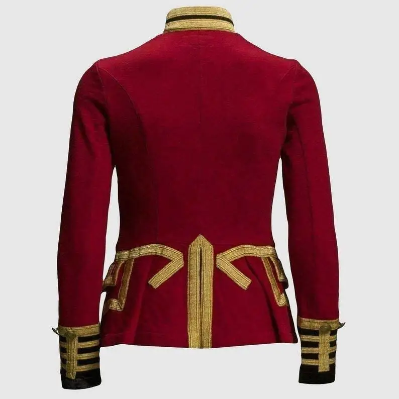 Cosplaydiy New Women’s Red French Terry Officer’s Military Band Jacket Costume red zipper jacket e jersey jacket Men Top Suit