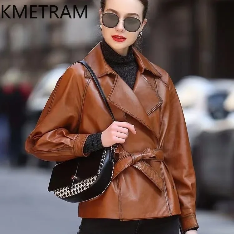 100% First Layer Sheepskin Real Leather Jacket Women Luxury Short Jackets with Belt Fashion Autumn Winter Clothes 2024 дубленка