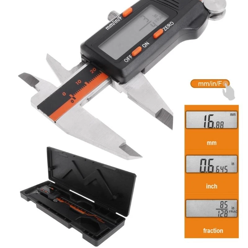 Digital Caliper Measuring Tool 6 Inch Stainless Steel Electronic Caliper with Inch/Metric/Fractions Conversion LCD high quality