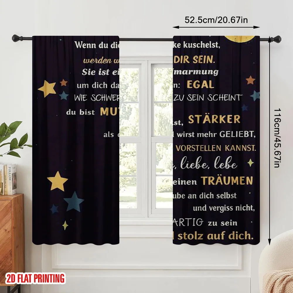 2pcs,2D plane printing Light Filtering Curtains To Our Grandchild Polyester Woven (without rod) Outdoor Decorations for Bedroom