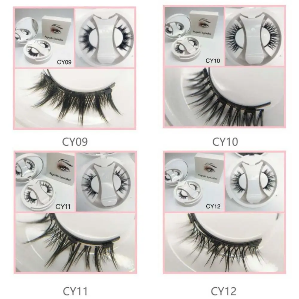

Cat Eye Magnetic False Eyelashes Makeup Long Lasting Glue Free False Eyelashes Fluffy Reusable False Eyelash Clusters Cosplay