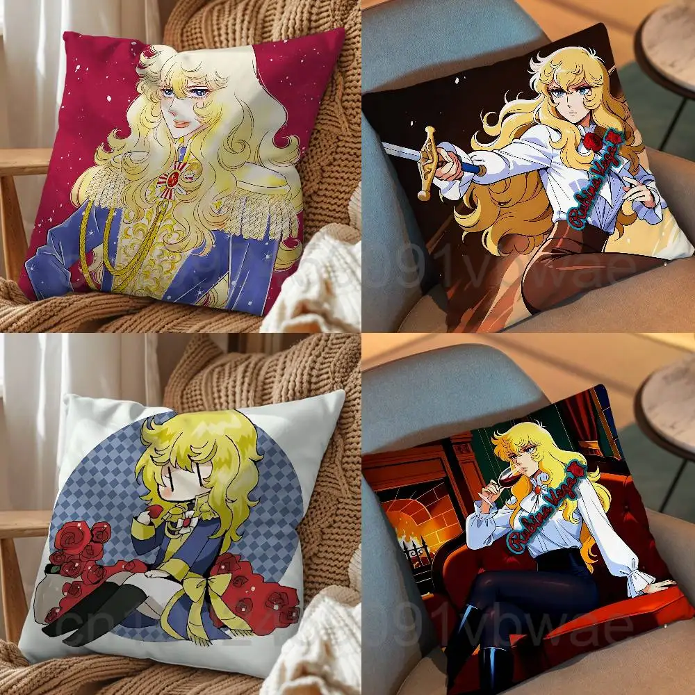 Captain of the Royal Guard Lady Oscar Pillow Case Square Double-Sided Printing Short Plush Sofa Cushion Cover Bedroom Bedside