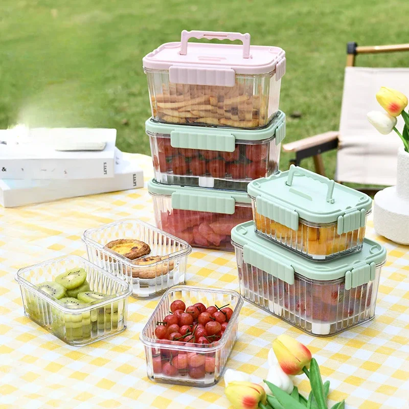 

Picnic Refrigerated Preservation Box Food Storage Box with Fork Children's Complementary Food Refrigerator Sealed Fruit Box