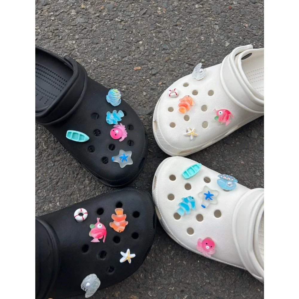 10pcs Shining Shell Marine Animal  Shoe Charms Sandals Shoes Decoration Slipper Accessories for Girls Hole Shoes DIY Gift image 3