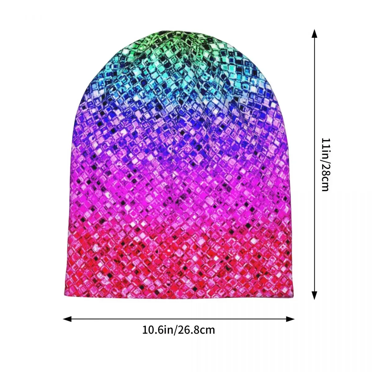 Colorful Rainbow Glam Glitter Artwork Warm Knitted Cap Hip Hop Bonnet Hat Autumn Winter Outdoor Beanies Hats for Men Women Adult