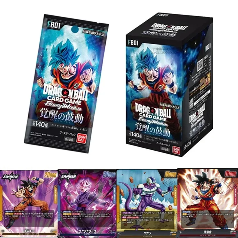 Bandai Genuine Dragon Ball TCG Supplement Pack FB01 Japanese Version DRAGON BALL Awakening Heartbeat Battle Card Kids Toys Gifts