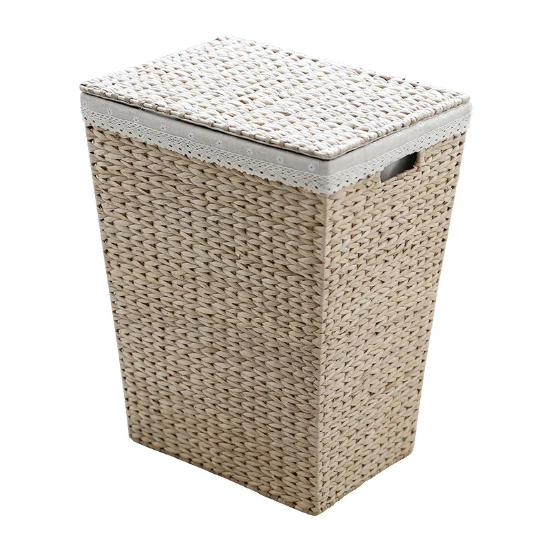 Nordic Vine Straw Clothes Storage Box Laundry Basket Laundry Basket with Lid Storage Basket Dirty Clothes  Large Storage