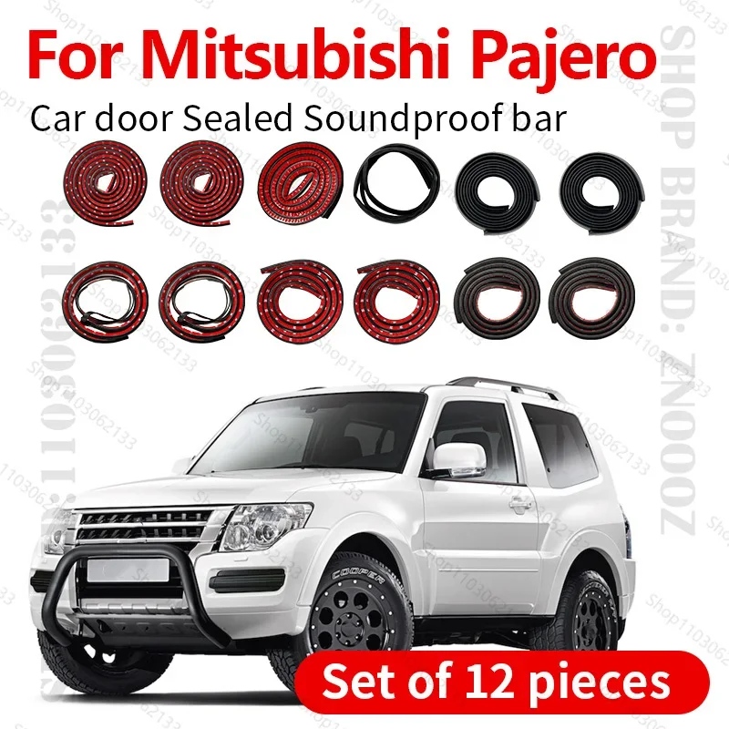 For 1999-2021 Mitsubishi Pajero Car Door Seal Strip Rubber Double Layer Sealing Protector Soundproof Dustproof Seal Strip 12PCS