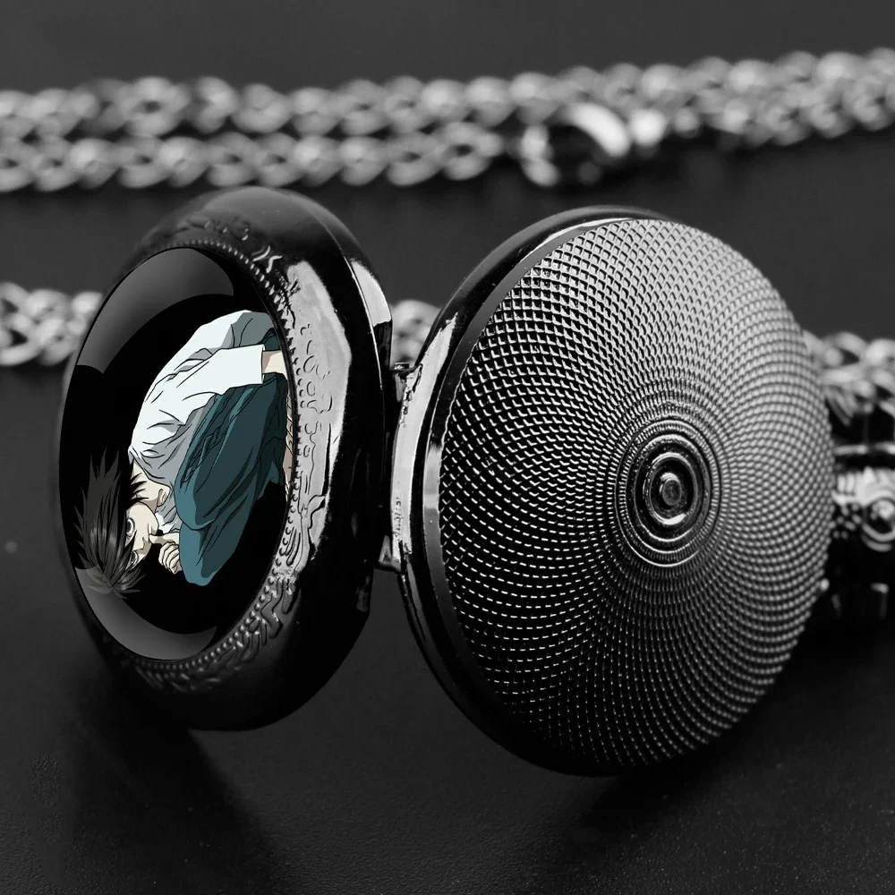 ساعة جيب Creative Death Note: قلادة كوارتز على شكل قبة زجاجية مع سلسلة متينة، قرص أرقام عربية للرجال والسيدات