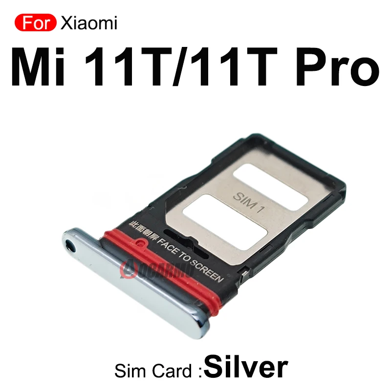 SIMカードホルダースロット、交換部品、グレーシルバートレイ、xiao mi 11t、mi 11tpro、1個